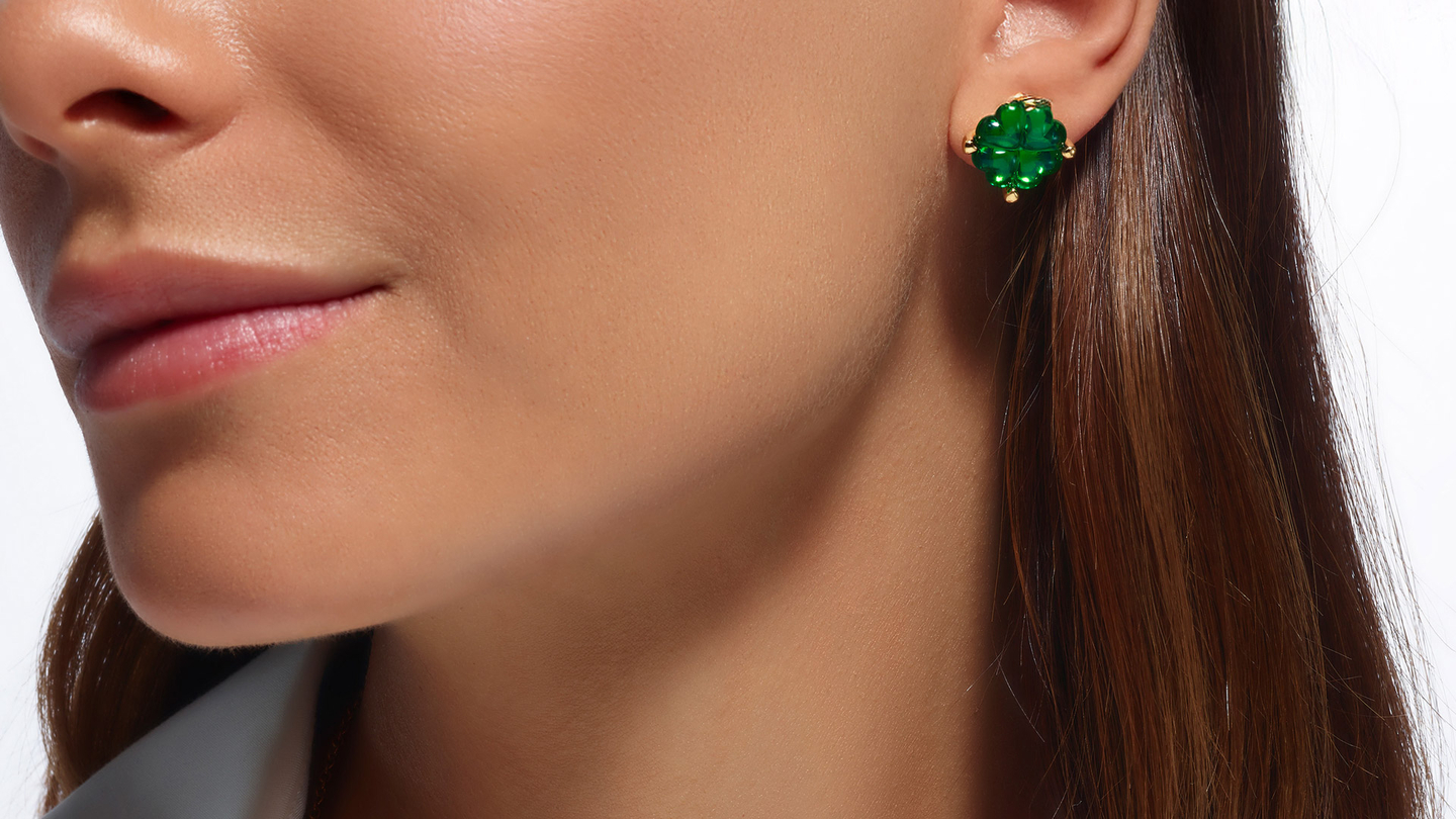 Boucles d'Oreilles Tr&egrave;fle Vermeil BACCARAT