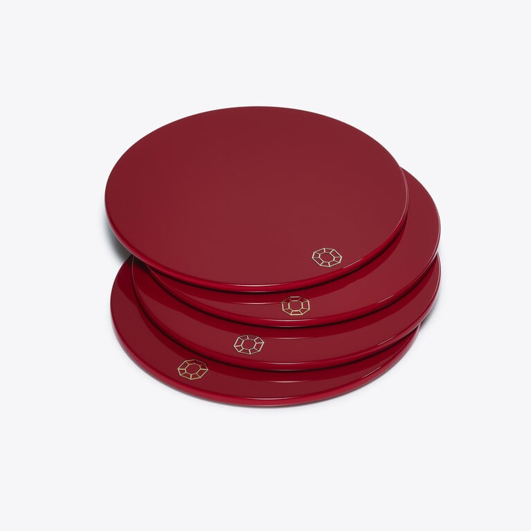 Dessous de verre Octogone Baccarat en Laque Rouge Voir 1