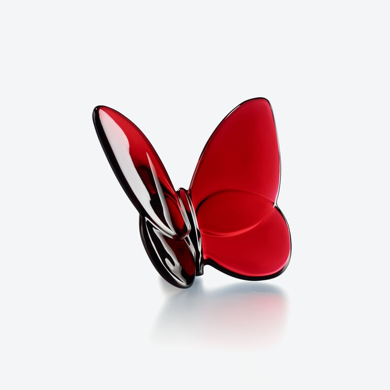 Schmetterling Gl&uuml;cksbringer Baccarat in Rotem Kristall Siehe 1