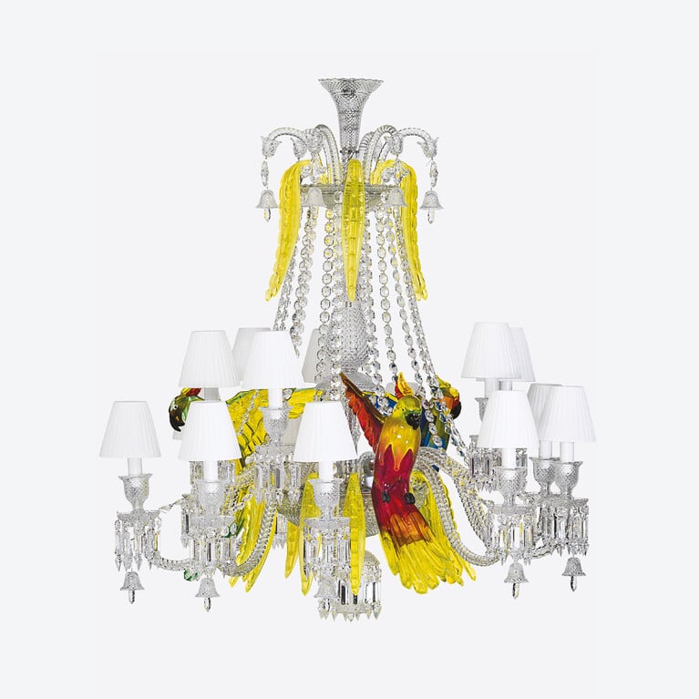 &Eacute;trange Z&eacute;nith Parrots Chandelier (15L) Baccarat in Crystal Multicolor View 1
