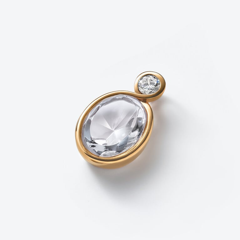 Crois&eacute; Gold Plated Pendant Baccarat in 18-Karat Gold-Plated Clear View 1
